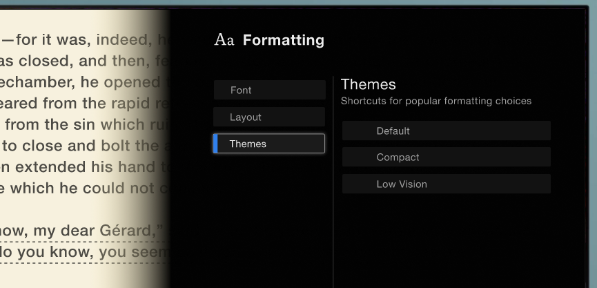 Presets for popular formatting settings.
